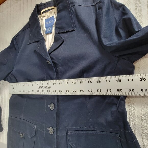 Faconnable Womens Navy Blue Cotton Blend Blazer Jacket Medium Casual Pockets - Picture 7 of 8